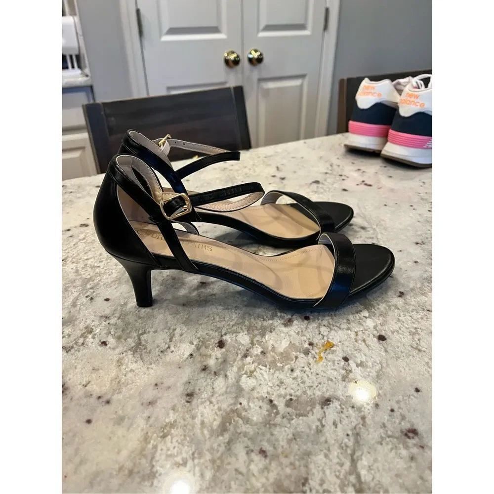 Dream Pairs Black Faux Leather Kitten Heel Strappy Heels sz 8.5